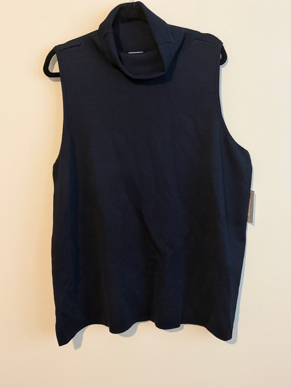 Chico’s Sleeveless Navy Turtleneck Top Size 4 US Size 2XL NWT